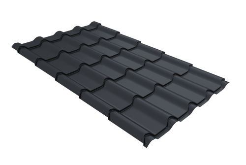 Металлочерепица камея Grand Line 0,45 Drap-double TX RAL 7024 мокрый асфальт